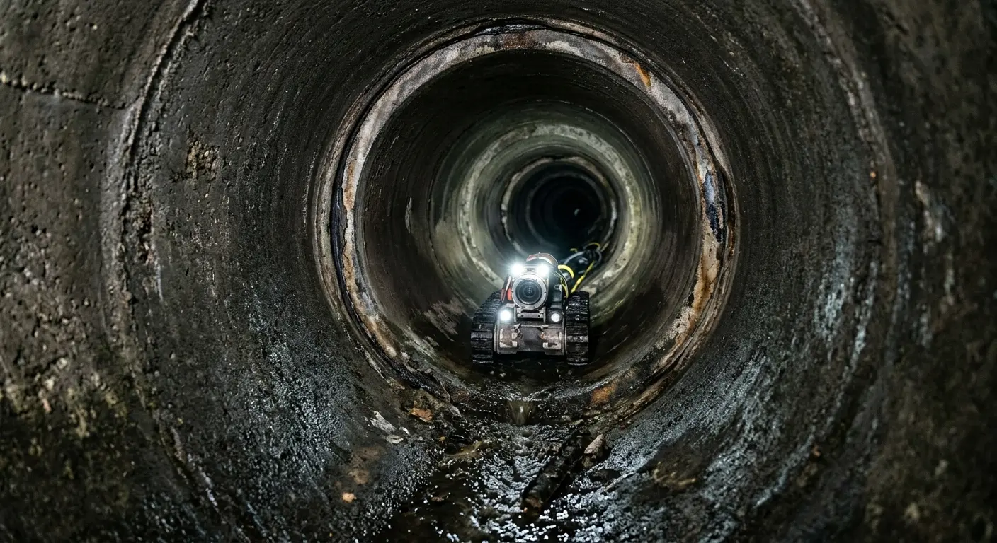 Robotic sewer camera inspecting pipe interior for Sewer Line Repair in Radnor